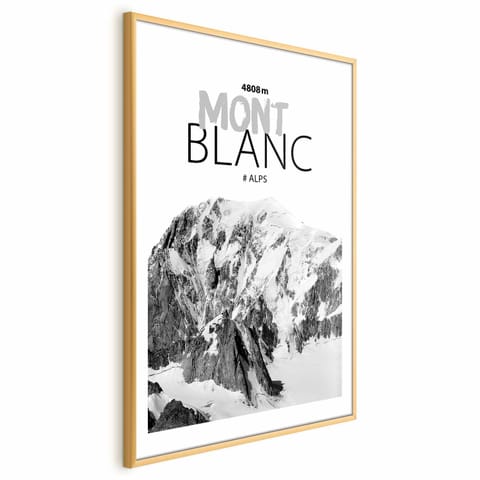 ⁨Plakat - Mont Blanc (rozmiar 60x90, wykończenie Rama złota z marginesem)⁩ w sklepie Wasserman.eu