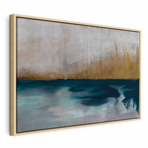 ⁨Obraz - Złote trawy (1-częściowy) szeroki (rozmiar 120x80, wykończenie W ramie drewnianej naturalnej)⁩ w sklepie Wasserman.eu