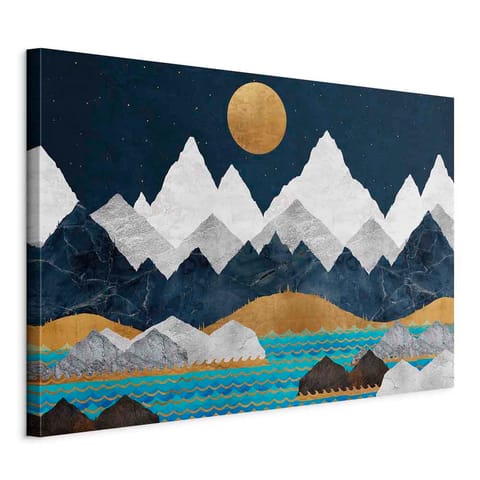 ⁨Obraz - Noc w górach (1-częściowy) szeroki (rozmiar 120x80, wykończenie Na płótnie włoskim)⁩ w sklepie Wasserman.eu