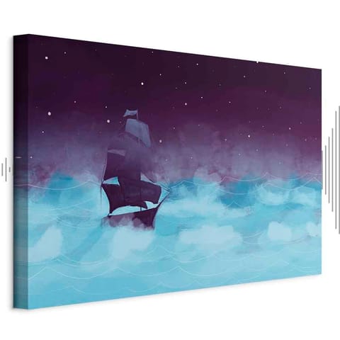 ⁨Obraz - Nocne fale (1-częściowy) szeroki - trzeci wariant (rozmiar 120x80, wykończenie Akustyczny)⁩ w sklepie Wasserman.eu