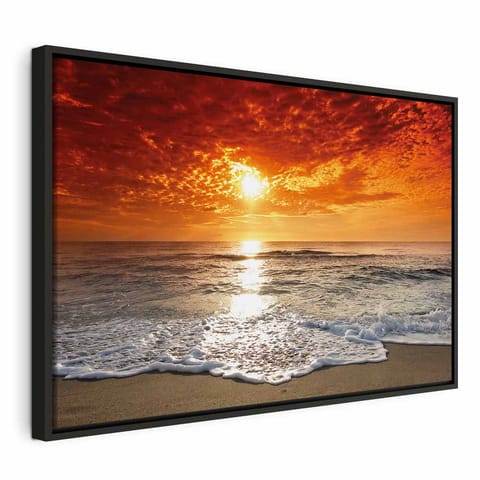 ⁨Obraz - Przepiękna plaża (rozmiar 90x60, wykończenie W ramie drewnianej czarnej)⁩ w sklepie Wasserman.eu