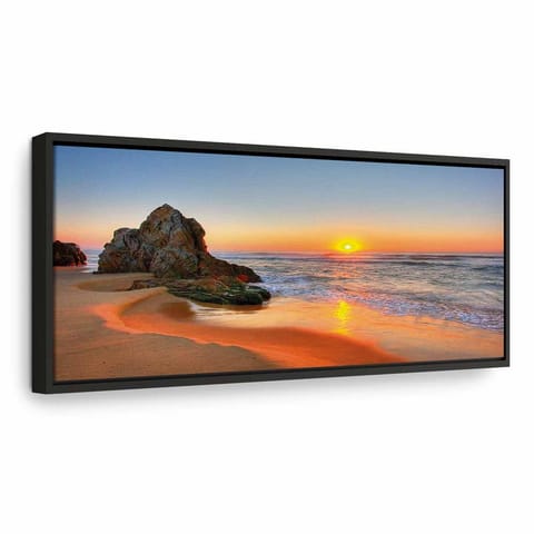 ⁨Obraz - Nowy dzień (1-częściowy) wąski (rozmiar 120x40, wykończenie W ramie drewnianej czarnej)⁩ w sklepie Wasserman.eu