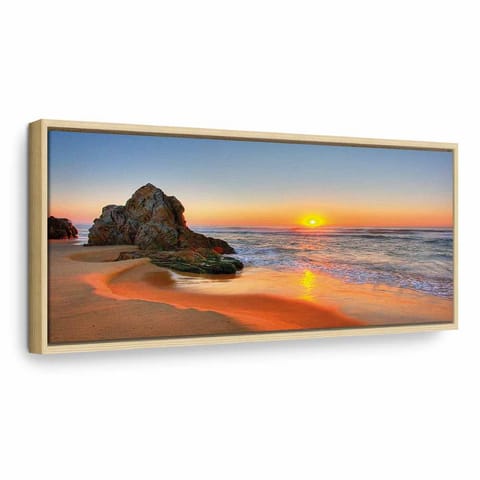 ⁨Obraz - Nowy dzień (1-częściowy) wąski (rozmiar 150x50, wykończenie W ramie drewnianej naturalnej)⁩ w sklepie Wasserman.eu