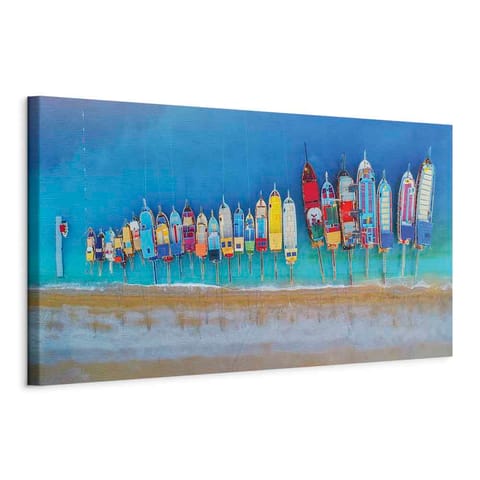 ⁨Picture - Colorful boats (1-piece), narrow (size 135x45)⁩ at Wasserman.eu
