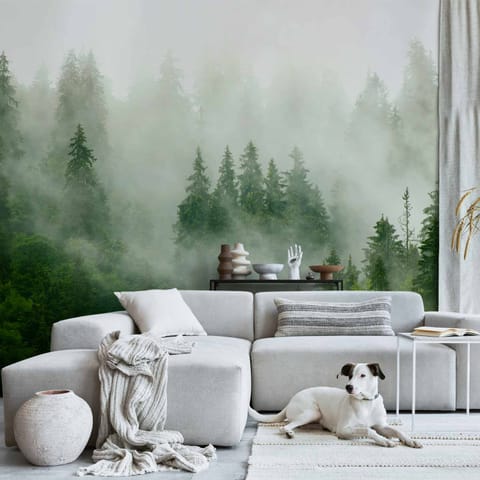 ⁨Self-adhesive wall mural - Mountain forest (green) (size 98x70)⁩ at Wasserman.eu