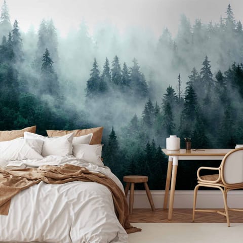 ⁨Wall mural - Mountain forest (dark green) (size 100x70)⁩ at Wasserman.eu