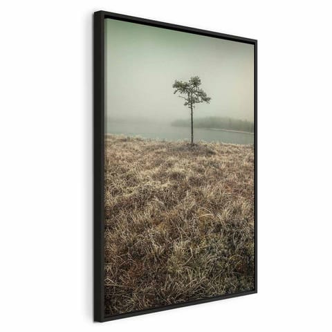 ⁨Obraz - Nad brzegiem jeziora (1-częściowy) pionowy (rozmiar 40x60, wykończenie W ramie drewnianej czarnej)⁩ w sklepie Wasserman.eu