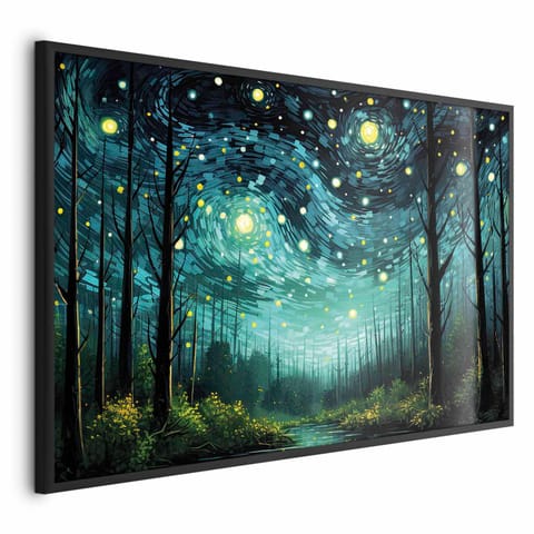 ⁨Plakat - Gwieździsta noc - współczesna wersja nocnego nieba Van Gogha (rozmiar 60x40, wykończenie Rama czarna)⁩ w sklepie Wasserman.eu