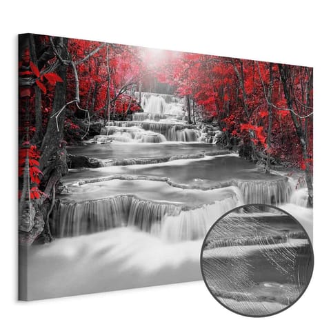 ⁨Obraz - Kaskada myśli (1-częściowy) szeroki czerwony (rozmiar 120x80, wykończenie Premium Print)⁩ w sklepie Wasserman.eu