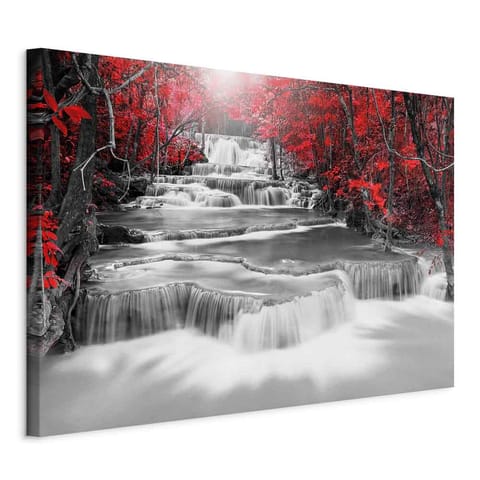 ⁨Picture - Cascade of thoughts (1-piece) wide red (size 90x60)⁩ at Wasserman.eu