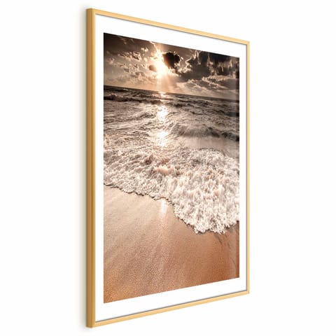 ⁨Plakat - Przestrzeń fal (rozmiar 29.7x42, wykończenie Rama złota z marginesem)⁩ w sklepie Wasserman.eu