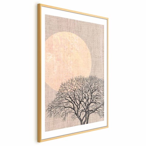 ⁨Plakat - Poranna pełnia księżyca (rozmiar 60x90, wykończenie Rama złota z marginesem)⁩ w sklepie Wasserman.eu