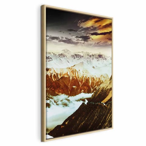 ⁨Obraz - Miedziane góry (1-częściowy) pionowy (rozmiar 40x60, wykończenie W ramie drewnianej naturalnej)⁩ w sklepie Wasserman.eu