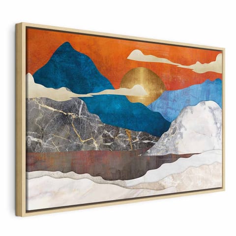 ⁨Obraz - Górska sielanka (1-częściowy) szeroki (rozmiar 60x40, wykończenie W ramie drewnianej naturalnej)⁩ w sklepie Wasserman.eu