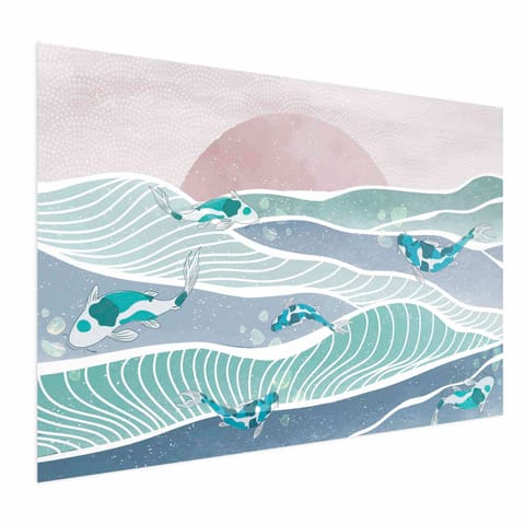 ⁨Plakat - Ryby na falach (rozmiar 42x29.7, wykończenie Bez ramy)⁩ w sklepie Wasserman.eu