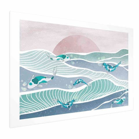 ⁨Plakat - Ryby na falach (rozmiar 42x29.7, wykończenie Bez ramy z marginesem)⁩ w sklepie Wasserman.eu