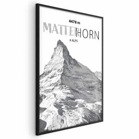 ⁨Plakat - majestatyczny szczyt górski Matterhorn korona gór pejzaż górski (rozmiar 40x60, wykończenie Rama czarna)⁩ w sklepie Wasserman.eu
