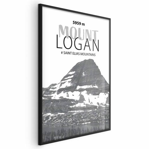 ⁨Plakat - Majestatyczny szczyt górski Mount Logan korona gór pejzaż górski (rozmiar 40x60, wykończenie Rama czarna)⁩ w sklepie Wasserman.eu