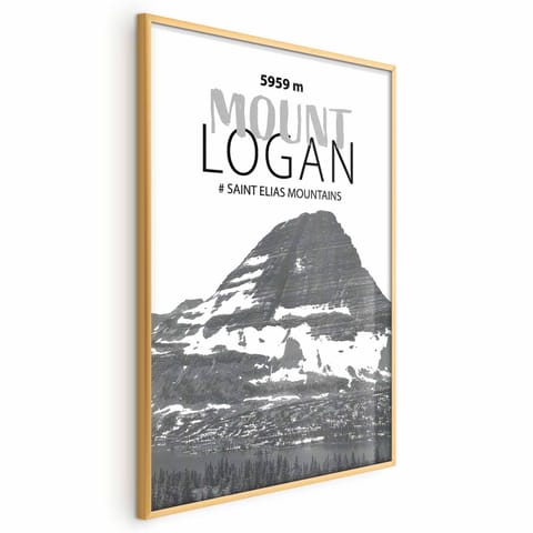 ⁨Plakat - Majestatyczny szczyt górski Mount Logan korona gór pejzaż górski (rozmiar 40x60, wykończenie Rama złota)⁩ w sklepie Wasserman.eu