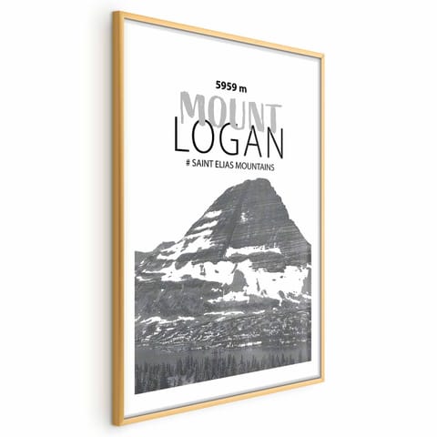 ⁨Plakat - Majestatyczny szczyt górski Mount Logan korona gór pejzaż górski (rozmiar 40x60, wykończenie Rama złota z marginesem)⁩ w sklepie Wasserman.eu