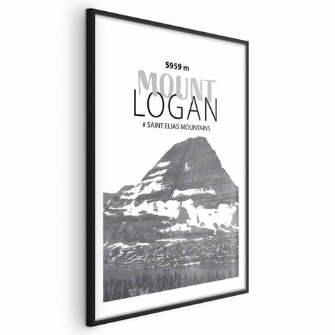 ⁨Plakat - Majestatyczny szczyt górski Mount Logan korona gór pejzaż górski (rozmiar 21x30, wykończenie Rama czarna z marginesem)⁩ w sklepie Wasserman.eu