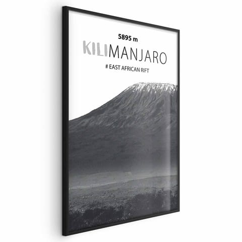 ⁨Plakat - Majestatyczny szczyt górski Kilimanjaro korona gór pejzaż górski (rozmiar 40x60, wykończenie Rama czarna)⁩ w sklepie Wasserman.eu