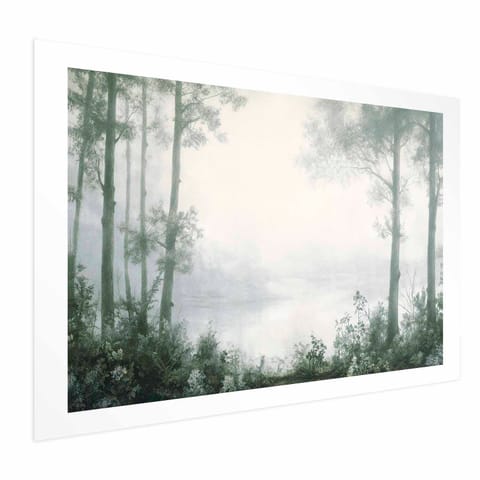 ⁨Plakat - Lasek i staw w spatynowanej zieleni (rozmiar 90x60, wykończenie Bez ramy z marginesem)⁩ w sklepie Wasserman.eu