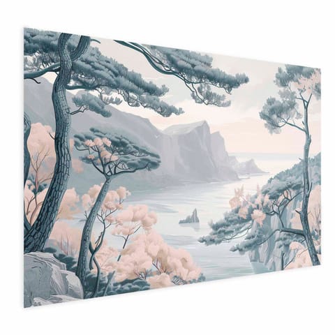 ⁨Plakat - Błękitne wybrzeże w delikatnych kolorach (rozmiar 60x40, wykończenie Bez ramy z marginesem)⁩ w sklepie Wasserman.eu