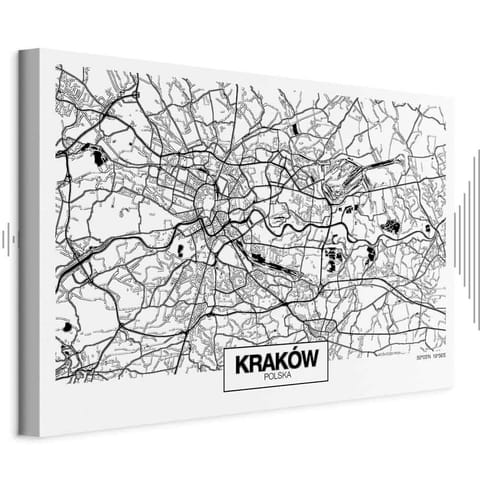 ⁨Obraz - Mapa miasta: Kraków (1-częściowy) szeroki (rozmiar 30x20, wykończenie Akustyczny)⁩ w sklepie Wasserman.eu