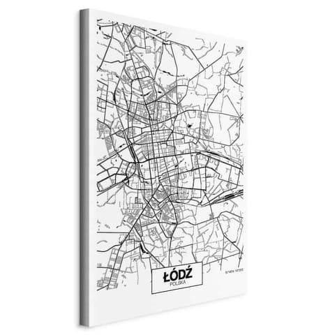 ⁨Obraz - Mapa miasta: Łódź (1-częściowy) pionowy (rozmiar 80x120, wykończenie Standard)⁩ w sklepie Wasserman.eu