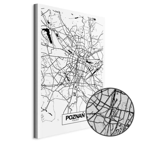 ⁨Obraz - Mapa miasta: Poznań (1-częściowy) pionowy (rozmiar 60x90, wykończenie Premium Print)⁩ w sklepie Wasserman.eu
