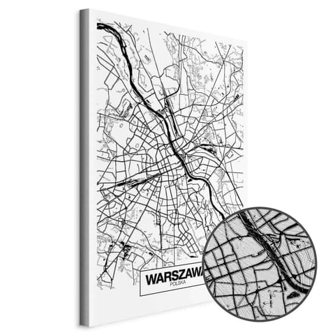 ⁨Obraz - Mapa miasta: Warszawa (1-częściowy) pionowy (rozmiar 80x120, wykończenie Premium Print)⁩ w sklepie Wasserman.eu