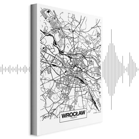 ⁨Obraz - Mapa miasta: Wrocław (1-częściowy) pionowy (rozmiar 80x120, wykończenie Akustyczny)⁩ w sklepie Wasserman.eu