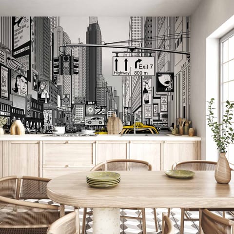 ⁨Fototapeta - Komiksowe miasto - ulica w Nowym Jorku w stylu popart (rozmiar 500x350, wykończenie Wodoodporna)⁩ w sklepie Wasserman.eu