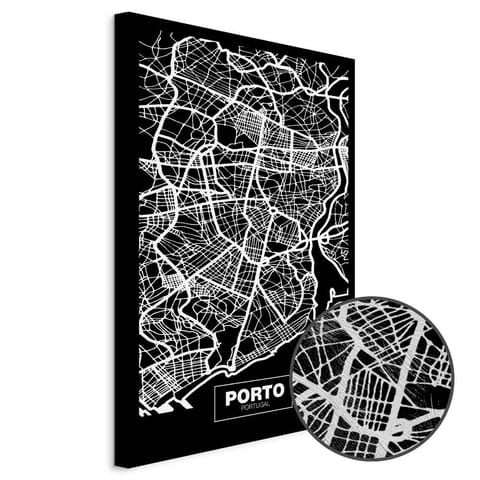 ⁨Obraz - Mapa w negatywie: Porto (1-częściowy) pionowy (rozmiar 40x60, wykończenie Premium Print)⁩ w sklepie Wasserman.eu