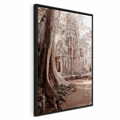⁨Obraz - Ruiny Angkor (1-częściowy) pionowy (rozmiar 40x60, wykończenie W ramie drewnianej czarnej)⁩ w sklepie Wasserman.eu