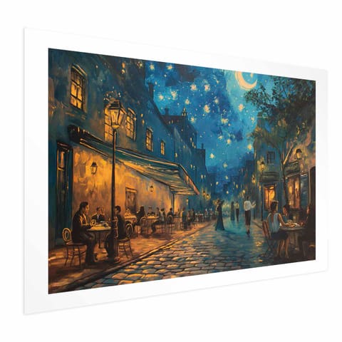 ⁨Plakat - Uliczka Paryża - obraz inspirowany stylem Vincenta van Gogha (rozmiar 30x21, wykończenie Bez ramy z marginesem)⁩ w sklepie Wasserman.eu