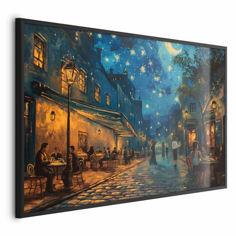 ⁨Plakat - Uliczka Paryża - obraz inspirowany stylem Vincenta van Gogha (rozmiar 30x21, wykończenie Rama czarna)⁩ w sklepie Wasserman.eu