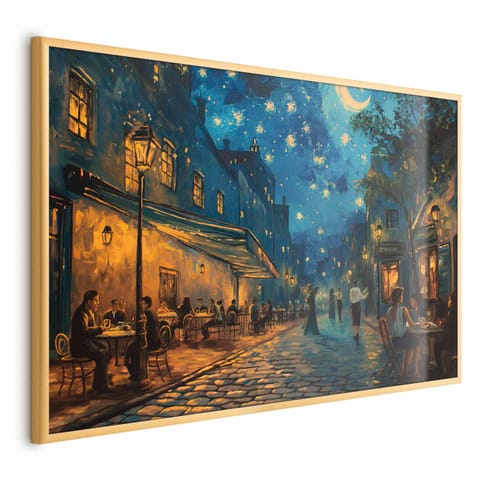 ⁨Plakat - Uliczka Paryża - obraz inspirowany stylem Vincenta van Gogha (rozmiar 30x21, wykończenie Rama złota)⁩ w sklepie Wasserman.eu