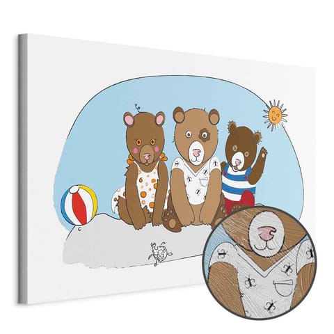 ⁨Obraz - Misie na plaży (1-częściowy) szeroki (rozmiar 90x60, wykończenie Premium Print)⁩ w sklepie Wasserman.eu