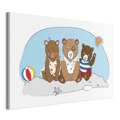 ⁨Obraz - Misie na plaży (1-częściowy) szeroki (rozmiar 60x40, wykończenie Standard)⁩ w sklepie Wasserman.eu