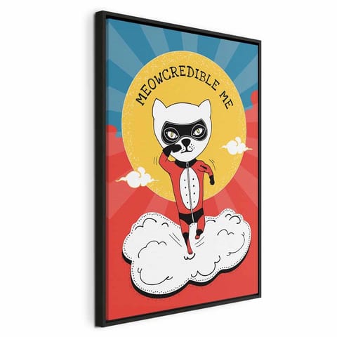 ⁨Obraz - Szanowny kot (1-częściowy) pionowy (rozmiar 80x120, wykończenie W ramie drewnianej czarnej)⁩ w sklepie Wasserman.eu