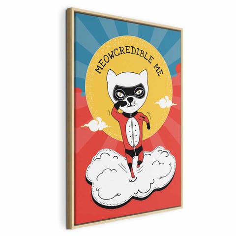 ⁨Obraz - Szanowny kot (1-częściowy) pionowy (rozmiar 80x120, wykończenie W ramie drewnianej naturalnej)⁩ w sklepie Wasserman.eu