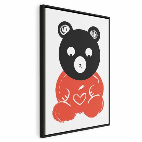 ⁨Obraz - Zamyślony miś (1-częściowy) pionowy (rozmiar 80x120, wykończenie W ramie drewnianej czarnej)⁩ w sklepie Wasserman.eu