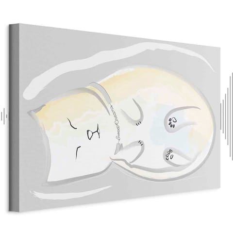 ⁨Obraz - Śpiący kotek (1-częściowy) pionowy (rozmiar 90x60, wykończenie Akustyczny)⁩ w sklepie Wasserman.eu
