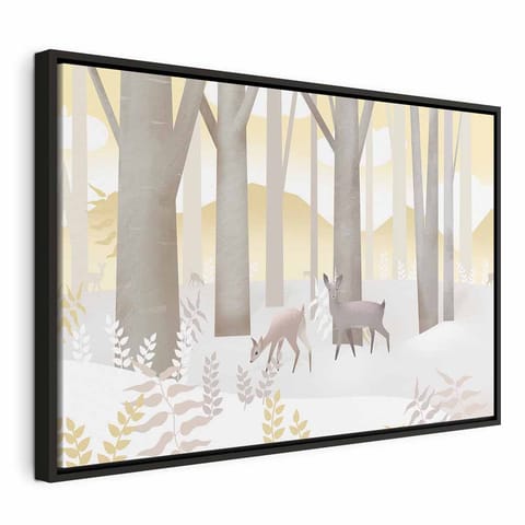 ⁨Obraz - Bajkowy las (1-częściowy) szeroki - trzeci wariant (rozmiar 90x60, wykończenie W ramie drewnianej czarnej)⁩ w sklepie Wasserman.eu