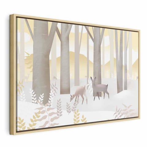 ⁨Obraz - Bajkowy las (1-częściowy) szeroki - trzeci wariant (rozmiar 120x80, wykończenie W ramie drewnianej naturalnej)⁩ w sklepie Wasserman.eu