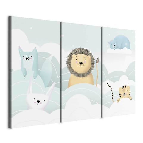 ⁨Obraz - Bajkowe zoo (3-częściowy) (rozmiar 120x80, wykończenie Standard)⁩ w sklepie Wasserman.eu