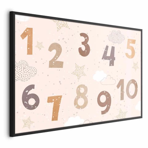 ⁨Plakat - Cyferki z sypiącym śniegiem (rozmiar 90x60, wykończenie Rama czarna)⁩ w sklepie Wasserman.eu