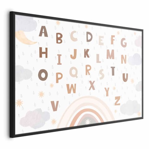 ⁨Plakat - Literki w stonowanych barwach (rozmiar 30x21, wykończenie Rama czarna)⁩ w sklepie Wasserman.eu